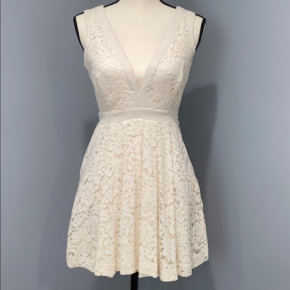 Free People - A-line cream colored lace dress